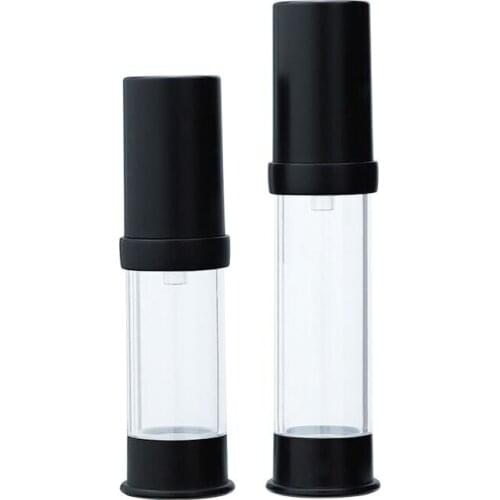 12pcs Portable Refillable Cosmetic Airless Bottles Plastic Treatment Pump Lotion Containers with Black Lids 7ml 10ml
