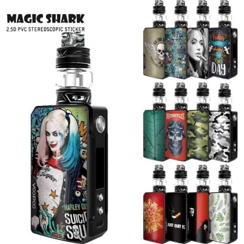 2.5D Stereo Painting Skull Leaf Wolf Flower Crystal Wood Camouflage PVC Cover Film Sticker Case for Voopoo Drag 2
