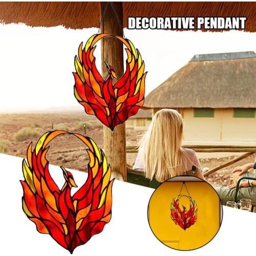 Acrylic Phoenix Hanging Ornament Hand Painted Lightweight Wall Art Decoration for Home Living Room Garden GQ