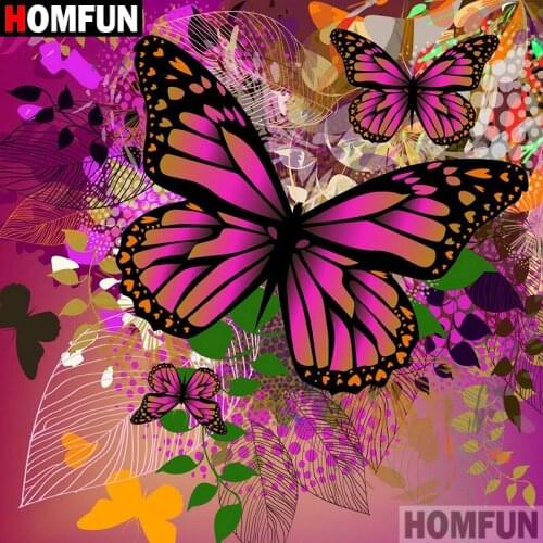 HOMFUN 5D DIY Diamond Painting Full Square/Round Drill "Color butterfly" 3D Embroidery Cross Stitch gift Home A09138