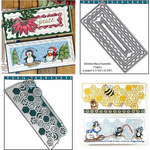 Beecomb Rectangle Wavy Frame Metal Cutting Dies DIY Scrapbooking Card Album Make Crafts Stencil Supplies New Die Cuts 2020