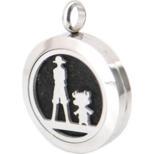 10pcs 25mm silver One Piece Aromatherapy Essential Oil 316 Stainless Steel Perfume Diffuser Locket Necklace with chain