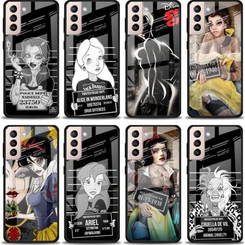 Disney Bad Princess Tempered Glass Cover For Samsung Galaxy S21 Plus Ultra M21 M31 M51 A52 A72 Phone Case Coque