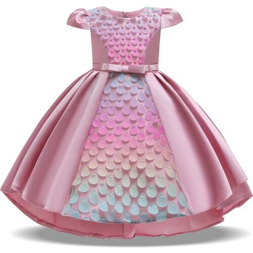 2021 Summer Flower Scales Kids Dresses For Girls Childrens Clothing Party And Wedding Dress Baby Girl Princess Dress 3-10 Year