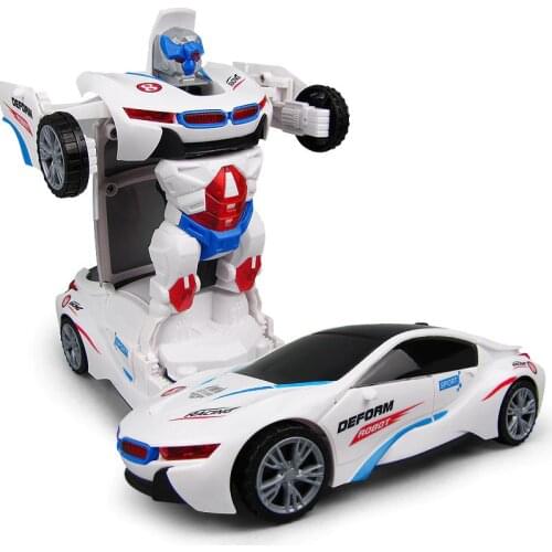 Electric Light Music Deformation Racing Car Transformation Robot Vehicle Kids Gift