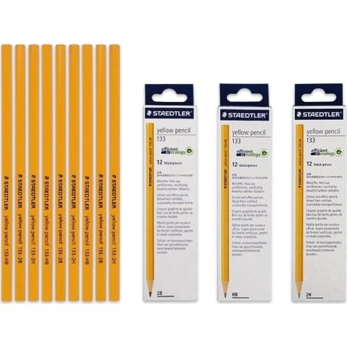12pcs STAEDTLER Yellow Pencil 133 Set 2H/HB/2B Lead Wood Standard Pencils Art Sketch Crayons Stationery School and Office A6541
