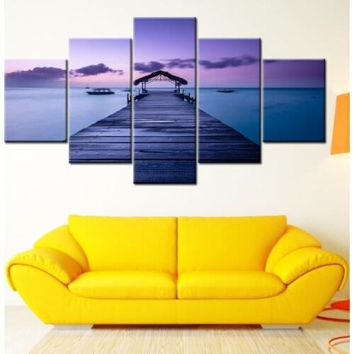 Canvas Painting landscape Dawn of the Maldives 5 Pieces Wall Art Painting Modular Wallpapers Poster Print Home Decor