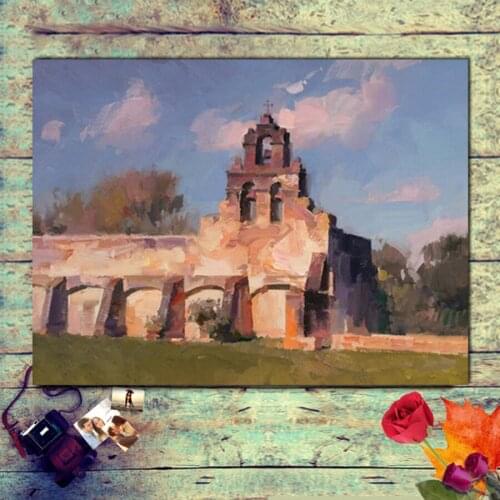 Paintings drawing coloring by numbers on canvas with frame numbering paint Ancient architectural landscape oil painting pictures