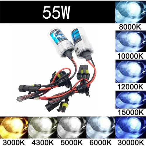2PCS 55W HID Xenon Kit Light Bulb H1 H3 H7 H11 880 9005 9006 3000K 4300K 6000K 8000K DC 12V Car Headlight Headlamp Fog Lamp