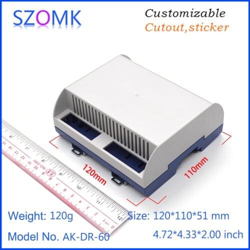 1 piece 120*110*51mm szomk new design plastic box electronics din rail enclosure for pcb housing PLC plastic device junction box