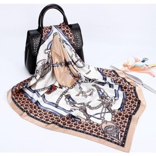 Square silk scarf women 90*90cm satin headscarf scarf Muslim women chiffon shawl and shawl handkerchief wrapping hair head scarf