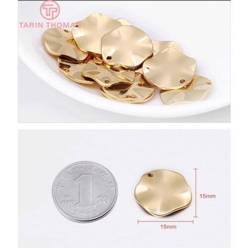 10PCS 24K Gold Color Plated Brass Wave Irregular Pendants Charms for DIY Jewelry Making Findings Accessories
