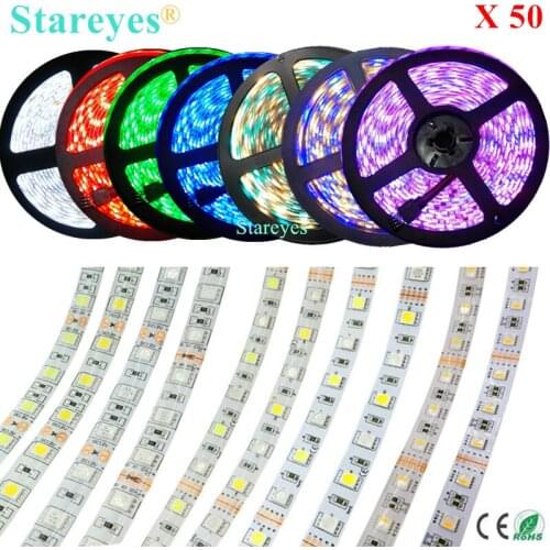 50 Pieces SMD 5050 60 LED/M White Warm white RGB RGBW RGBWW 4 in 1 RGBW RGBWW LED Strip tape lighting IP20 IP65 Waterproof