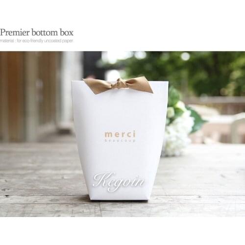 Small Gift wrap with Ribbon Bronzing "Merci" crafblack white Candy Gift box for Birthday Wedding Gift packaging wrapping