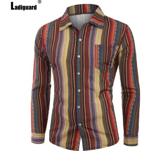 Men Latest Casual Shirt blusas Sexy Mens clothing 2021 Single-breasted Top Streetwear Plus Size 5xl Male Fashion Stripes Blouse