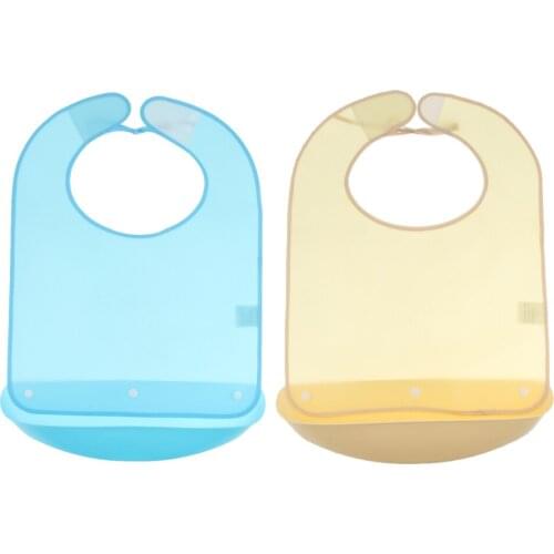 Eating Drinking Bib Meals Clothing Protector Bibs Disability Aid Apron with PE Crumb Catcher Pocket for Elderly