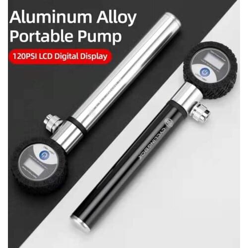 Bicycle Pump Hand Air Pump Hose Pressure Electronic Gauge Cycling Tire Inflator Schrader Presta Valve Mini Bike Pump Portable