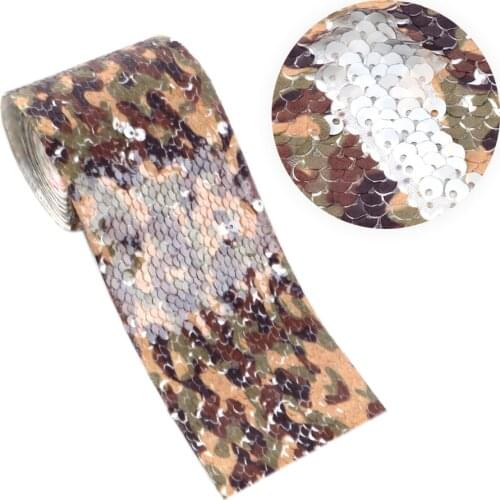 New 3" 75MM 2Y Flower Reversible Fish Scale Sequin Fabric Ribbon Patchwork for Sewing Dress Clothing Shoes Decor DIY,2Yc6819