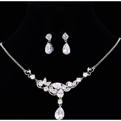 New Arrival Classic Bridal Jewelry Sets for Womens Dresses Accessories Cubic Necklace Earrings Set Wedding Accessories CZE-6184