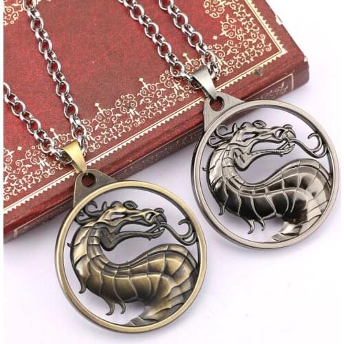 High Quality Wholesale Mortal Kombat Dragon Pendant Necklace Silver Bronze Metal Movement Collier