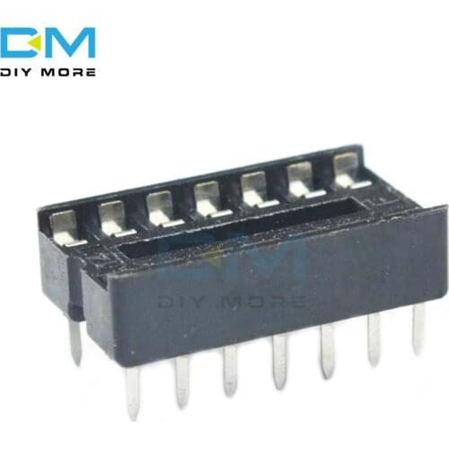 10PCS 14pin DIP IC Socket Adaptor Solder Type Socket Pitch Dual Wipe Contact 2.54mm Pitch 14 Pin 14P