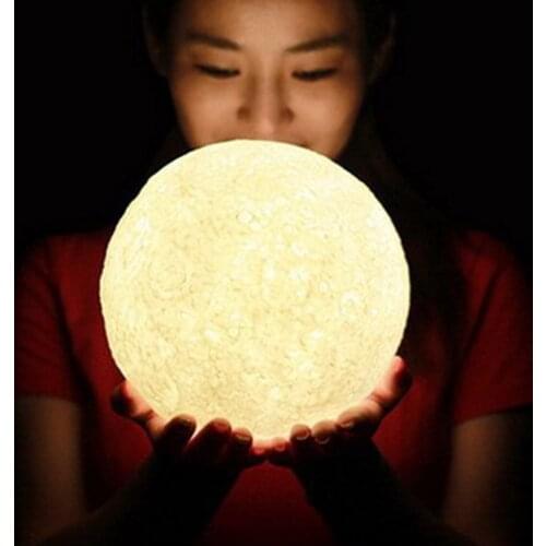 3D Print Rechargeable Moon Lamp LED Night Light Creative Touch Switch Moon Light For Bedroom Decoration Birthday