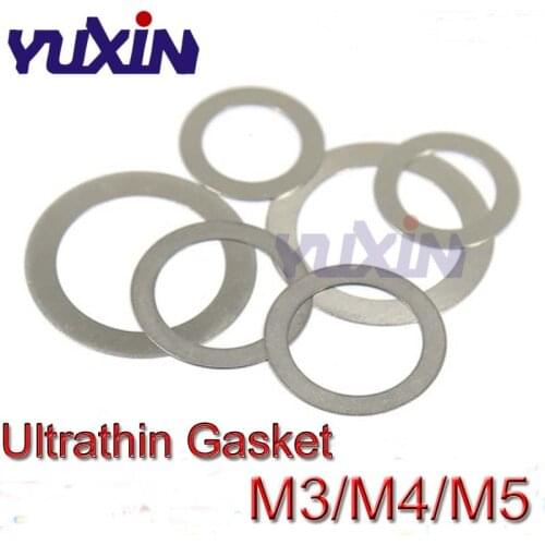 100Pcs/Lot M3 M4 M5 Stainless Steel 304 Flat Washer A2 Ultrathin Gasket Ultra-thin Shim Thickness 0.1 0.2 0.3 0.5 1