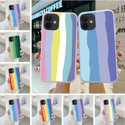 Striped Rainbow Phone Case For Iphone 6 6s 7 8 Plus X XS XR XS MAX 11 Pro Colorful Silicone Soft Thin Funny Girl Carcasas Cover
