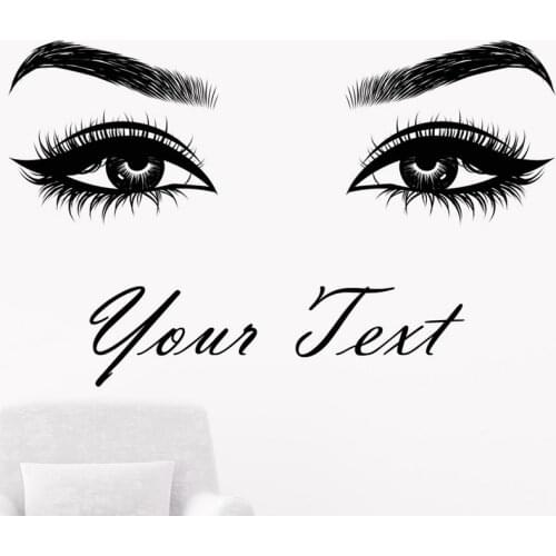 Custom Text Beauty Salon Wall Decal Eyebrows Maky Up Wall Sticker Eyelashes Extension Vinyl Wall Posters Lash Bar Decor 2156