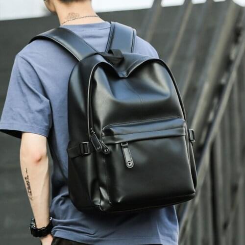 Backpack Mens European and American Mens Bag Fashion Trendy Bag School Bag Soft Leather College Style for Young Students