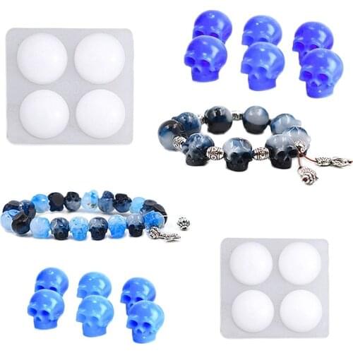 Skull Epoxy Resin Silicone Mold for DIY Handmade Bracelets Ornaments Plaster Jewelry Kids Toys Key Chain Fondant Ice Tray Mould