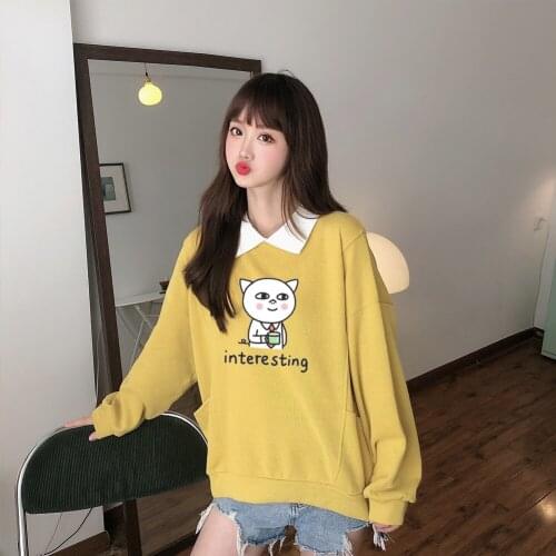 Funny Cartoon Sweet Clothes Aesthetic Oversized Pullover Sweatshirt Cotton Winter Hoodies Plus Size Fashion Korean Harajuku Tops