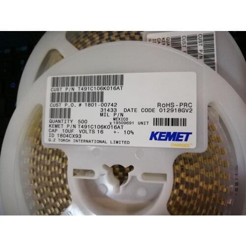 10UF 16V KM Type B T491B106K016AT Type C T491C106K016AT SMD tantalum capacitor T491A106K016AT 10UF 16V Type A 1206 3216