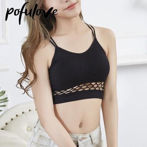 Tube Top Hollow Out Sports Bra Woman Fitness Tops Sexy Lingerie Seamless Underwear Running Gym Yoga Vest Push Up Bralette Soft