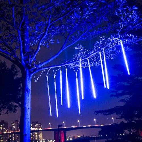 2021 New 30cm 50cm 8 Tubes Waterproof Meteor Shower Rain LED String Lights Outdoor Christmas Decoration for Home Tree EU/US Plug