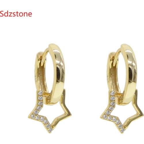 925 Sterling Silver Punk Funny Star Dangle Earring Christmas Drop Earrings For Women Girls Gifts Brincos Para As Mulheres