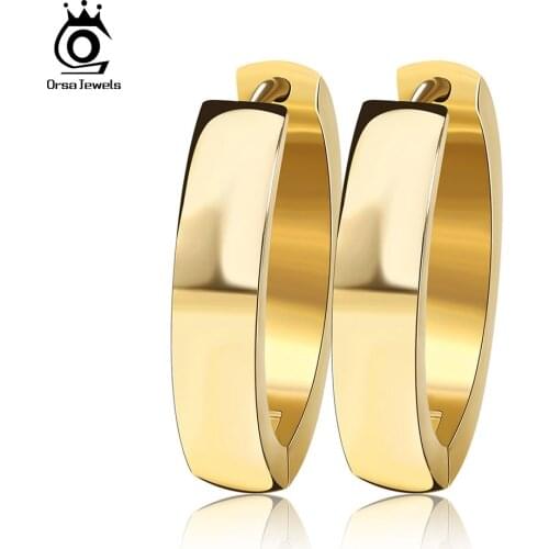 Effie Queen 316 L Stainless Steel Earrings for Women Perfect Polished Circle Stud Earring Trendy Men Jewelry DGTE17