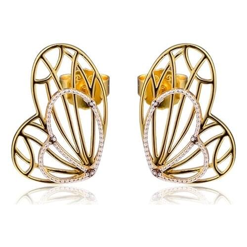 Openwork Butterflies Spring Stud Earrings Golden Shine Women Earrings Original 925 Sterling Silver Earrings Jewelry 2019 New