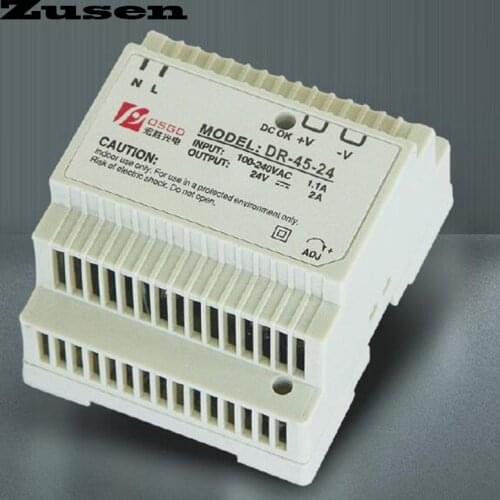 Zusen DR-45W-12V 15V 24V 48V overload protection Din Rail Switching Power supply