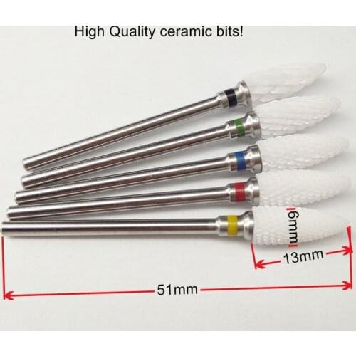 1 piece Bullet Ceramic Nail Drill Bit electric manicure machine accessories Nail Art Tools Electric Manicure Cutter Nail buffers