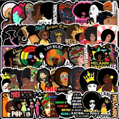 10/50PCS Fashion Inspirational Melanin Poppin Black Girl Sticker For DIY Luggage Laptop Skateboard Motorcycle Decal Stickers