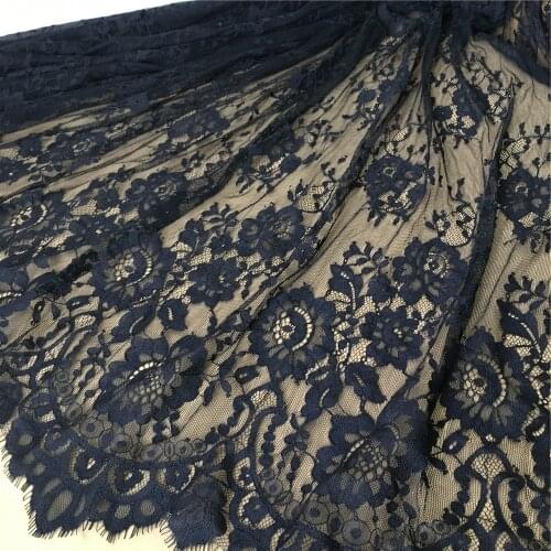 3m/lot eyelash lace fabric 140cm wide diy decorative top quality soft black nylon floral lace trim dress making lace fabric