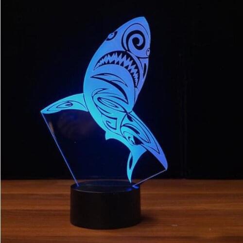 Shark Series 3D Lamp Lovely cartoon childrens toys 7 color change Letter Light Party Decoration Christmas decorative lights