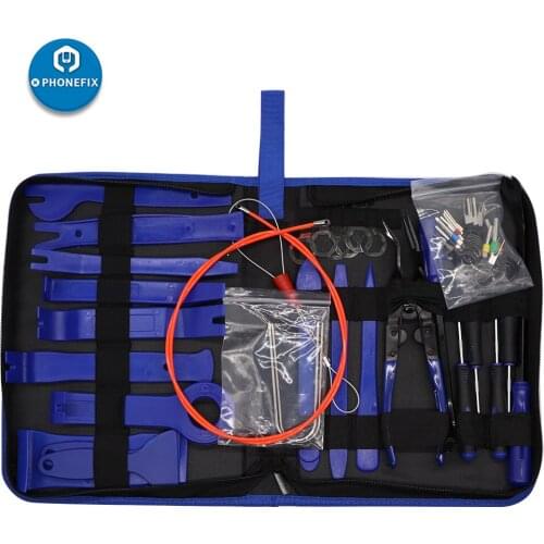 48Pcs Car Panel Door Audio Removal Tool Kit Car Radio Repair Modification Pliers and Fastener Remover Tool with Storage Bag