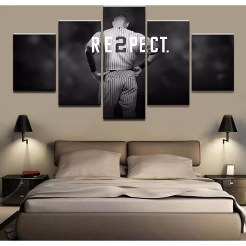 5 Pieces Derek Jeter Baseball Sports Poster Canvas Printed Poster Wall Art Modern Home Decor Pictures Canvas Painting Wall Decor