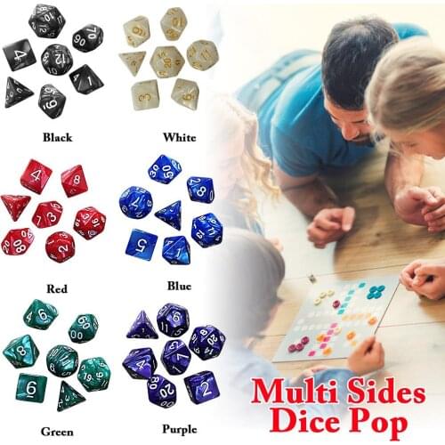 7pcs Multi-faceted Digital Dice Polyhedral Game Dice For Entertainment RPG DND RPG MTG D20 D12 D10 D8 D6 D4 Table Game Dice Set
