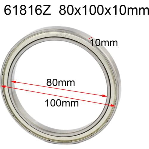80mm 80*100*10 80x100x10 mm 6816Z 61816Z 61816-2Z 61816ZZ 6816ZZ metal shielded steel radial deep groove ball bearing