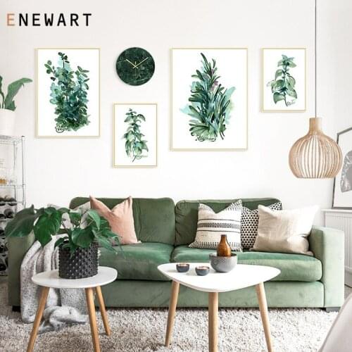 Watercolor Leaves Wall Art Canvas Painting Green Plant Nordic Posters and Prints Decorative Picture Modern Home Decoration