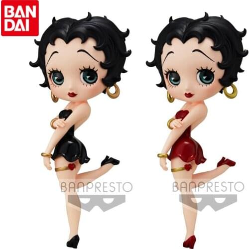 Bandai Genuine Q Posket Betty Boop Cute Anime Action Figures Collectible Model Ornaments Gifts Toys for Kids
