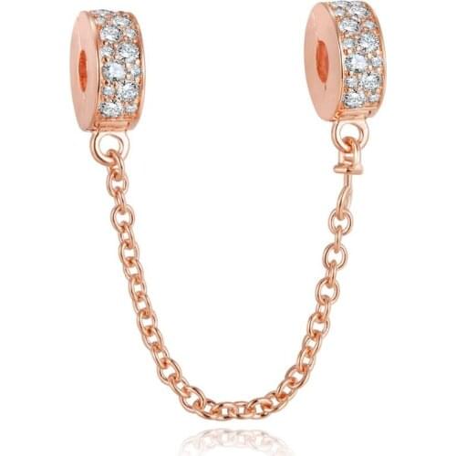 Shining Elegance Safety Chain Fashion Beads For Jewelry Making Fits Original Silver Bracelets For Woman DIY